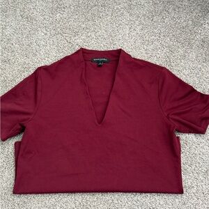 Banana Republic Women's Deep Wine V-Neck Short Sleeve Top